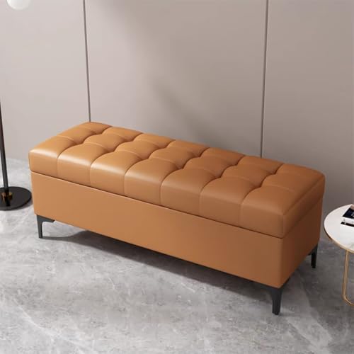 Ottomane mit Stauraum, gepolstert, rechteckig, Beistelltisch, vielseitiges Wohn- und Schlafzimmermöbel, Eingangsbereich (100 x 40 x 43 cm) Orange von Generisch