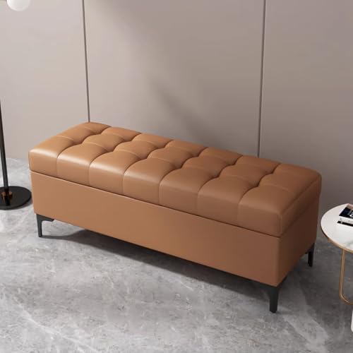 Ottomane mit Stauraum, rechteckig, Schlafzimmerbank für Bettende, Wohnzimmer oder Eingangsbereich, multifunktionale Sitz- und Aufbewahrungsmöbel (Hellbraun, 110 x 40 x 43 cm) von Generisch