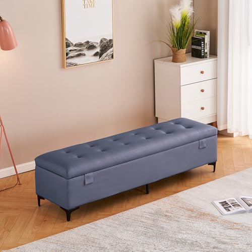 Ottomane mit doppelter Verriegelung – extra langer rechteckiger Sitzhocker aus Kunstleder mit verstecktem Fach für Schlafzimmer und Wohnzimmer – ideale Aufbewahrungslösung für Nization Ottomane mit doppelter Verriegelung – extra langer rechteckiger Sitzhocker aus Kunstleder mit verstecktem Fach für Schlafzimmer und Wohnzimmer – ideale Aufbewahrungslösung für Nization von Generisch
