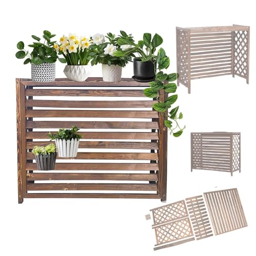 Outdoor AC Abdeckung & Sichtschutzzaun Holz Dekoratives Rack Pflanzenständer für Klimaanlage Wärmepumpe Kondensator Displayschutz - Kleine Größe, wetterfestes Design von Generisch