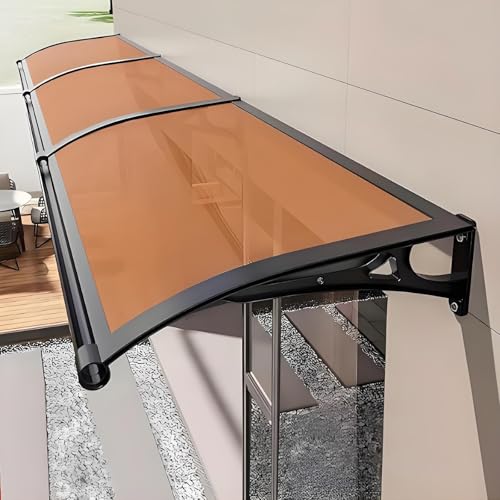 Outdoor Baldachin Markise Braun Polycarbonat Regenschutz 60x100cm Wetterfest Terrassenabdeckung Dekorative Eingangsmarkise Outdoor Schutz Einfache Installation von Generisch