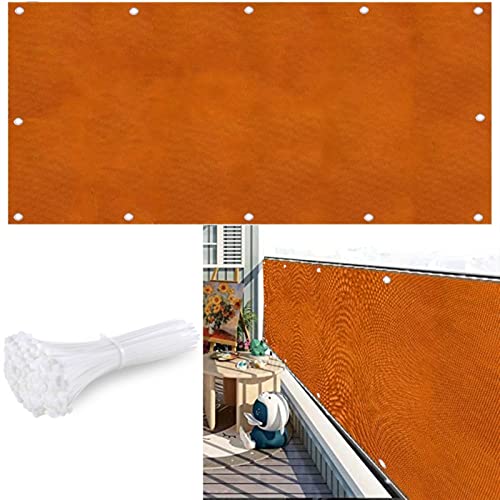 Outdoor Balkon UV-Schutz Blickdicht 130x1000cm Gartenabdeckung mit Ösen und Kabelbindern Ideal für Zäune Terrasse und Garten Gebrauch Orange von Generisch