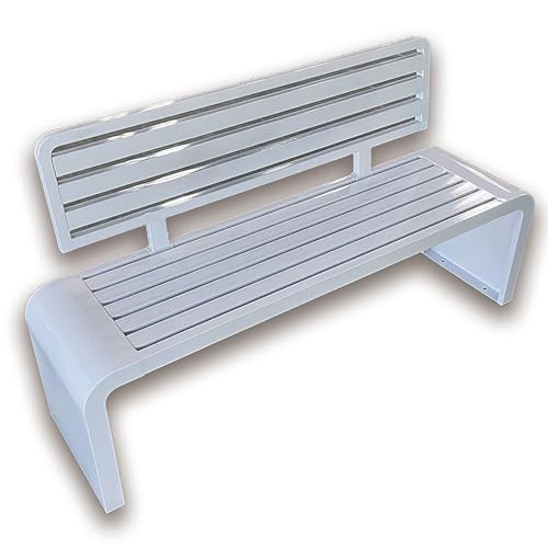 Outdoor-Bank, wetterfest, verzinkter Stahl, Lattenrost mit Rückenlehne, für Garten, Pool, Rasen von Generisch