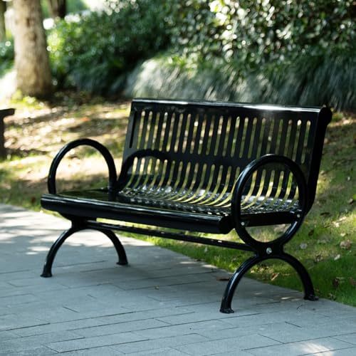 Outdoor Bank Metall Gartenbank mit Rückenlehne und Armlehnen wetterfest Möbel für Garten Rasen Park Terrasse Balkon 400kg belastbar Outdoor Bank Metall Gartenbank mit Rückenlehne und Armlehnen wetterfest Möbel für Garten Rasen Park Terrasse Balkon 400kg belastbar von Generisch