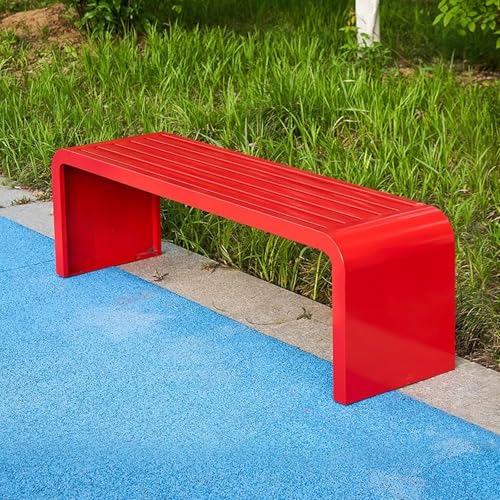 Outdoor Bank Wetterfeste Edelstahl Metall Gartenbank Anti-Rost Terrasse Parkbank für Veranda Hof Rasen Deck von Generisch