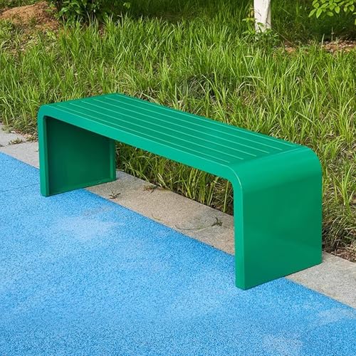 Outdoor Bank Wetterfeste Edelstahl Metall Gartenbank Anti-Rost Terrasse Parkbank für Veranda Hof Rasen Deck von Generisch