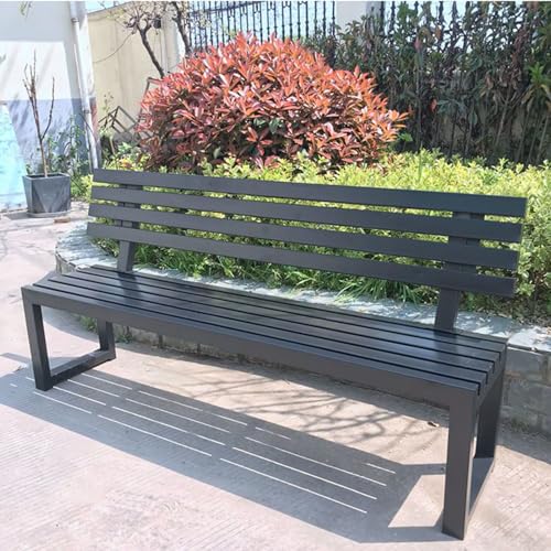 Outdoor-Bank mit Rückenlehne, Anti-Rost-Stahlrahmen und wetterfestem Holz, stabiler Garten Terrasse Park Sitz für Veranda Eingang von Generisch