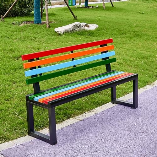 Outdoor-Bank mit Rückenlehne, robuste Metall-Gartenmöbel für Terrasse, Veranda, Rasen, Deck, hohe Tragfähigkeit von Generisch