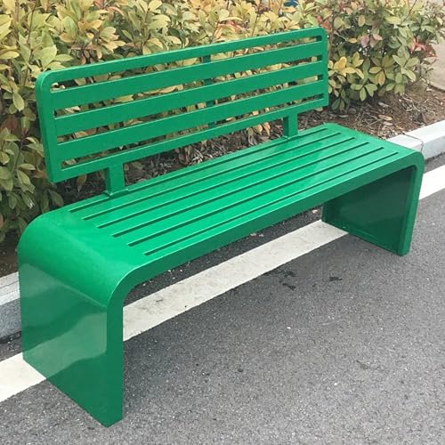 Outdoor-Bank mit Rückenlehne, verzinktes Stahlrohr, Lattensitz, unterstützt 299 kg, ideal für Garten, Park, Eingang, Veranda, Pool von Generisch