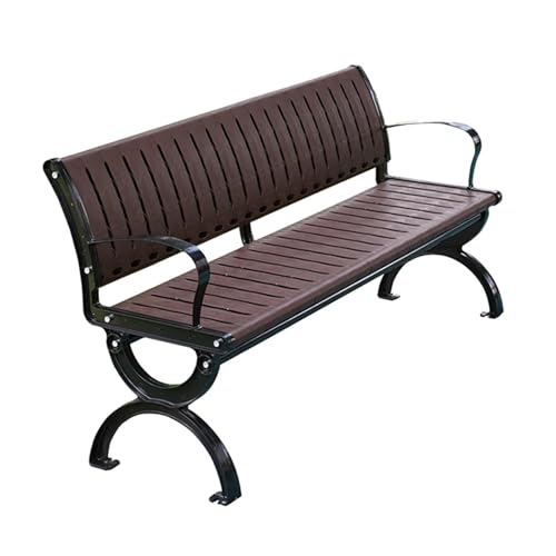 Outdoor Bank mit Rückenlehne und Armlehnen, robuste Gartenbank aus Metall für Terrasse, Park, Veranda, Kirche, hohe Tragfähigkeit von Generisch