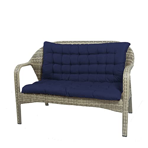 Outdoor Gartenbank Auflage mit Rückenlehne Dicke Schaukel Lounge Stuhl Ersatzkissen mit Bändern für Terrasse Sofa & Gartenmöbel 2 3 Sitzer 120 x 100 x 8 cm Marineblau von Generisch