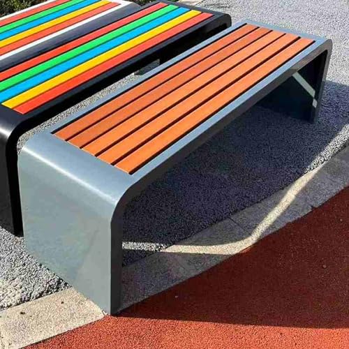 Outdoor Gartenbank Holz Edelstahl wetterfest ohne Rückenlehne leicht zu reinigen Terrasse Sitzmöbel Balkonmöbel 120x40x45cm Grau Design von Generisch