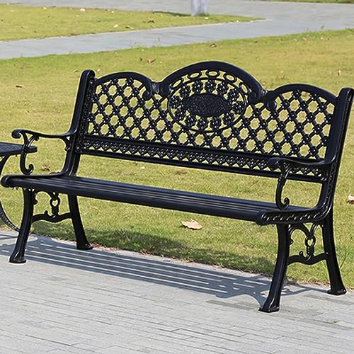 Outdoor Gartenbank für Zwei Wetterfeste Metall Loveseat mit Muster Rückenlehne Ideal für Terrasse, Balkon oder Rasen Sitzgelegenheit von Generisch
