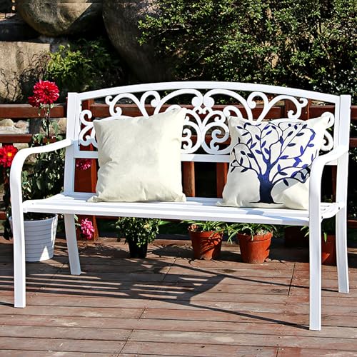 Outdoor Gartenbank mit Rückenlehne aus Metall, rostfrei und rutschfest, hohe Tragfähigkeit für Terrasse und Hof Outdoor Gartenbank mit Rückenlehne aus Metall, rostfrei und rutschfest, hohe Tragfähigkeit für Terrasse und Hof von Generisch