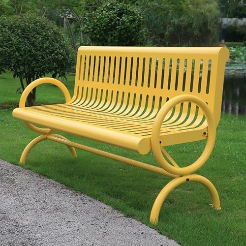 Outdoor Gartenbank mit Rückenlehne und Armlehnen, robustes Gestell aus Gusseisenstahl, wetterfestes Design für Terrasse, Veranda, Park, Rasen Outdoor Gartenbank mit Rückenlehne und Armlehnen, robustes Gestell aus Gusseisenstahl, wetterfestes Design für Terrasse, Veranda, Park, Rasen von Generisch