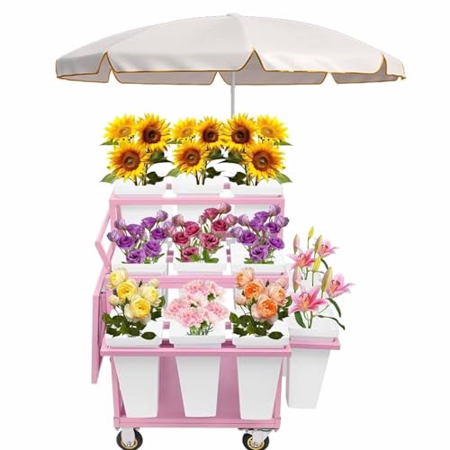 Outdoor Hochzeit Blumenständer Gartenwagen, Schwerlast, bewegliches Blumenregal mit Eimern, für Terrasse, Garten und Wohnzimmer Outdoor Hochzeit Blumenständer Gartenwagen, Schwerlast, bewegliches Blumenregal mit Eimern, für Terrasse, Garten und Wohnzimmer von Generisch