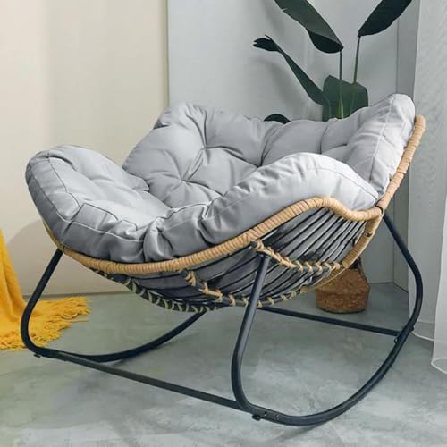 Outdoor Indoor Schaukelstuhl - Stilvolles Freestyle-Design mit Kissen - Bequemer gepolsterter Schaukelstuhl - Moderne Garten- & Terrassenmöbel von Generisch