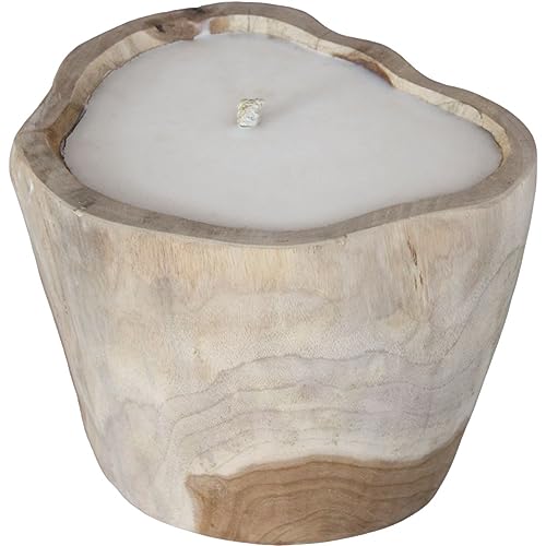 Outdoor-Kerze aus Teakholz, natur unbehandelt ca. 20cm unikat von Generisch