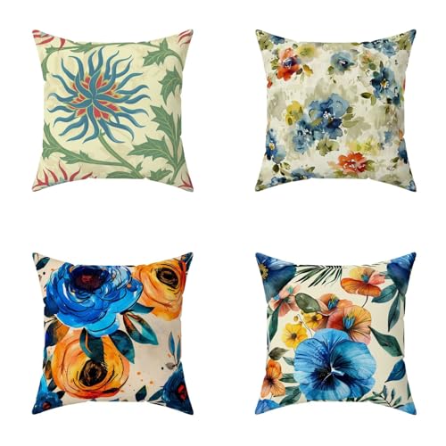Outdoor Kissen 65X65CM 4er Set Farbe Kissenbezuge Blume Quadrat Wasserfestem weich Dekokissen Doppelseitiger HD-Druck für Sofa Schlafzimmer Wohnzimmer Büro Stuhlkissen Terrassen Dekoration 7-FL097 Outdoor Kissen 65X65CM 4er Set Farbe Kissenbezuge Blume Quadrat Wasserfestem weich Dekokissen Doppelseitiger HD-Druck für Sofa Schlafzimmer Wohnzimmer Büro Stuhlkissen Terrassen Dekoration 7-FL097 von Generisch