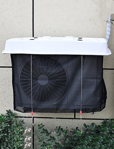 Outdoor-Klimaanlagenabdeckung mit Netz, schwarz, 110 x 52 cm, wetterfester AC-Schutz für geteilte Wärmepumpe, Kondensator und Kompressor-Fenstereinheit von Generisch