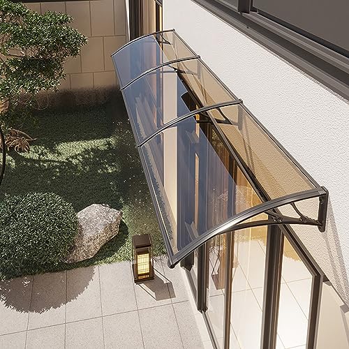 Outdoor Markise Vordach - UV Schutz Regenschutz für Tür & Fenster Braun Polycarbonat Terrasse Veranda Markise (60 x 70 cm/24x28) - Wetterbeständig Garten Schatten von Generisch