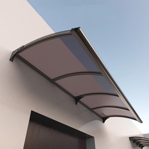 Outdoor Markise Vordach mit Aluminiumhalterung, Polycarbonatdach für Terrasse Schatten & Regenschutz 120x310 cm, Braun - ideal für Garten, Terrasse & Eingangsbereich von Generisch