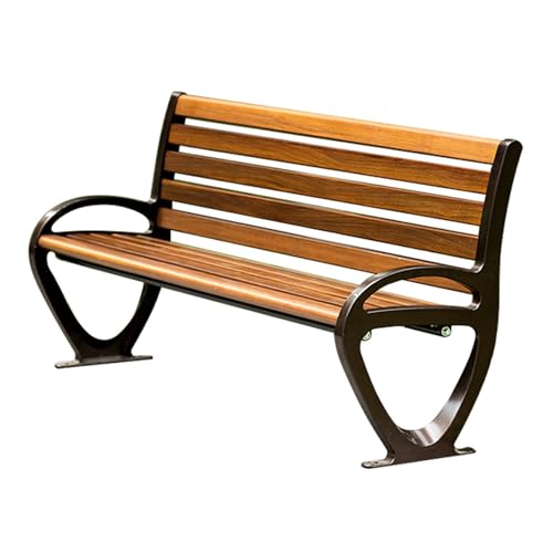 Outdoor Metall Gartenbank mit Armlehnen und gebogener Rückenlehne, wetterfestes und ergonomisches Design für Terrasse, Rasen und Hofkomfort von Generisch