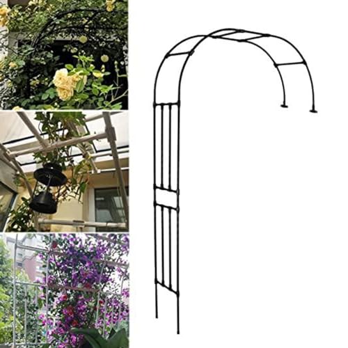 Outdoor Metall Gartenbogen Rankgitter Wetterfeste Rosenlaube Unterstützung Halbe Seite Pergola Rahmen (Schwarz, 150 x 240 x 40 cm) - Perfekt für Kletterpflanzen und Gartendekoration von Generisch