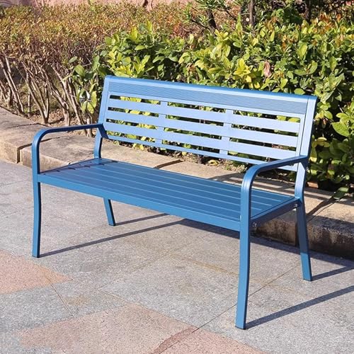 Outdoor Metallbank mit Rückenlehne und Armlehnen für 2-3 Personen - Garten Terrasse Park Sitzstuhl für den Außenbereich von Generisch