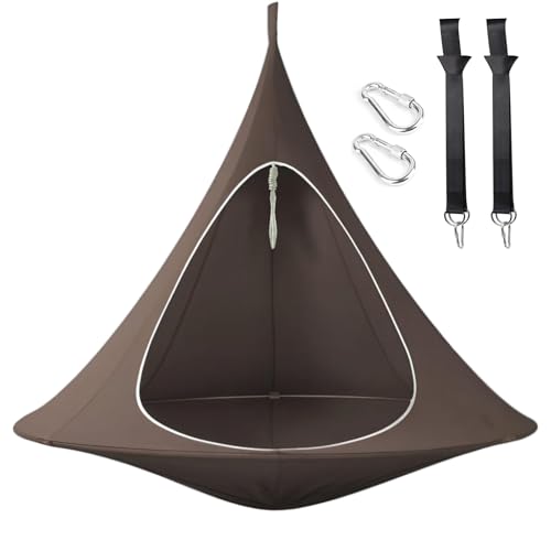 Outdoor Nestschaukel - Indoor & Outdoor Hängesessel - Rundschaukel mit 100 200 kg Kapazität Gurte & Schnalle - Polyestergewebe Braun 1,5 * 1,5 m 149,9 * 149,9 cm von Generisch