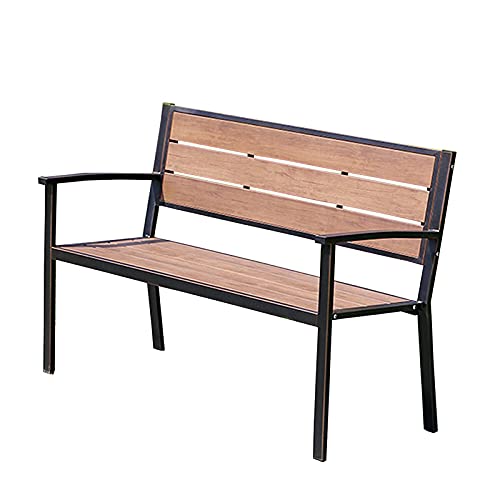 Outdoor Parkbank, robuster Freizeitsitz aus Gusseisen mit Rückenlehne und wasserdichtem Sitzbrett aus Kunststoff, ideal für Gärten und öffentliche Räume von Generisch