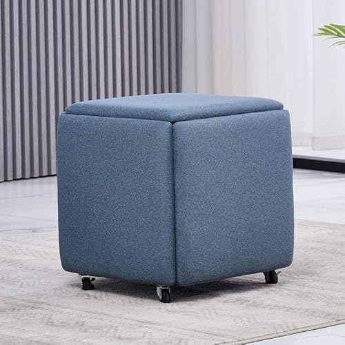 Outdoor Party Ottomane Vanity Hocker Organizer Sofa Stapelbar 5 in 1 Sitzwürfel Kreativ Wasserdicht Sitzpouf Quadratisch für Wohnzimmer Schlafzimmer Größe: 46 x 46 x 48 Farbe: Blau von Generisch