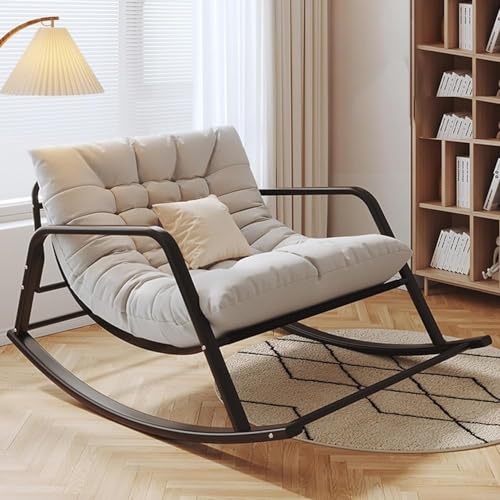 Outdoor Patio Schaukelstuhl Loungesessel mit gepolstertem Kissen – Extra breiter Sitz, robuster Stahlrahmen, Innen- und Außenbereich für Garten, Veranda, Wohnzimmer von Generisch