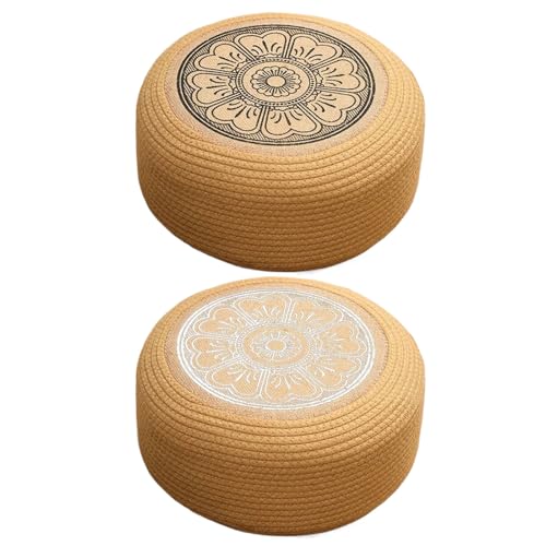 Outdoor Pouf Hocker,Runde Geflochtene Poufs & Hocker - Sitzkissen Für Wohnbereich Küstenambiente Poolbereich Und Außenbereich von Generisch