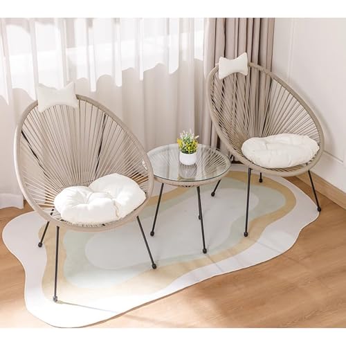 Outdoor Rattan Couchtisch Set mit 2 Stühlen Dreiteilige Freizeitmöbel für Garten, Balkon, Kaffee- und Teehäuser von Generisch
