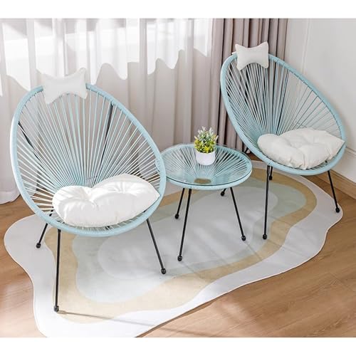Outdoor Rattan Couchtisch Set mit 2 Stühlen Dreiteilige Freizeitmöbel für Garten, Balkon, Kaffee- und Teehäuser von Generisch
