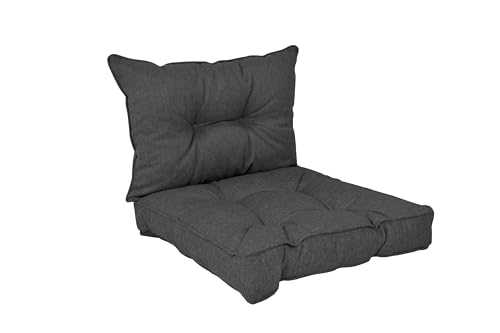 Outdoor Rattan Garten Terrasse Stuhl 2er Set mit Kissen | Stilvolle Anthrazit Sofakissen | Bequeme Sitzfläche 40x40x10cm & 50x40x10cm Rückenlehne zur Entspannung von Generisch