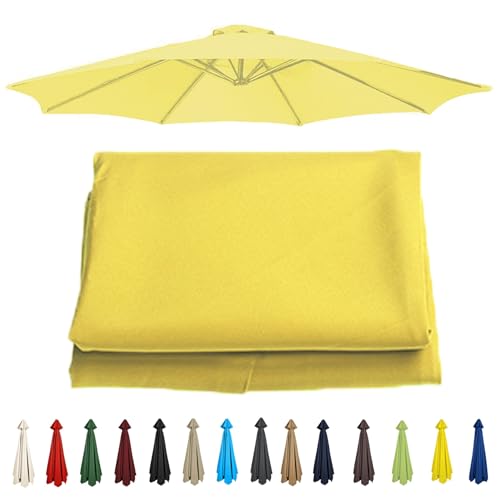 Outdoor Regenschirm Ersatzdach (200-350cm) 6/8 Rippen für Terrasse Strand Garten Pool - Gelb Passend für 270cm/8.8ft Rahmen UV-Schutz Wasserdicht von Generisch