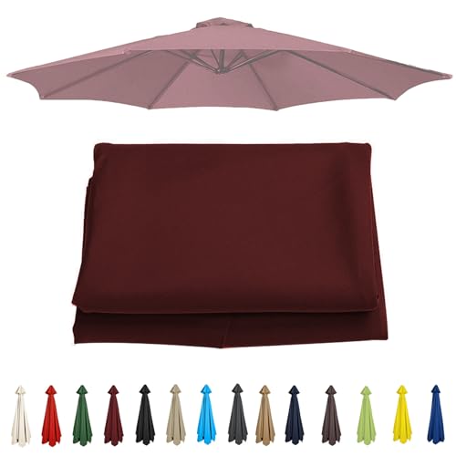 Outdoor Regenschirm Ersatzdach (200-350cm) - Terrasse/Strand/Garten Pool Abdeckung für 6/8 Rippen Weinrot 300cm Stoff für Sonnenschutz und Stil von Generisch
