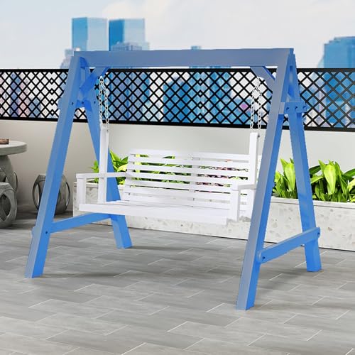 Outdoor-Schaukel mit A-Rahmen-Ständer, robuste Metallketten und Lattensitz, trägt bis zu 300 kg, ideal für Garten, Terrasse, Hinterhof, Entspannung von Generisch