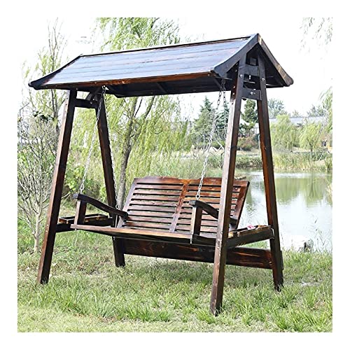 Outdoor-Schaukelstuhl mit Ständer – Gartenmöbel aus Holz zum Entspannen im Hinterhof, perfektes Hängematten-Bank-Set von Generisch