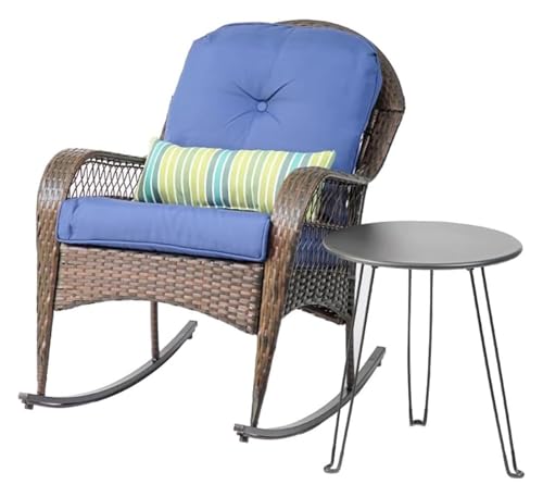 Outdoor Schaukelstuhl mit verdickten Kissen und Couchtisch, langlebiges Allwetter-Rattan-Design für Veranda, Garten, Hinterhof-Entspannung Outdoor Schaukelstuhl mit verdickten Kissen und Couchtisch, langlebiges Allwetter-Rattan-Design für Veranda, Garten, Hinterhof-Entspannung von Generisch