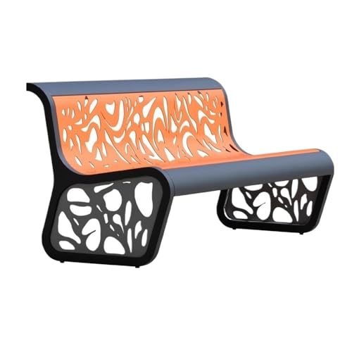 Outdoor Stahl Rückenlehne Bank mit durchbrochenem Design Bequemer Gartenstuhl für Terrasse Balkon & Park Freizeit Sitzgelegenheit (Kleine Größe) von Generisch