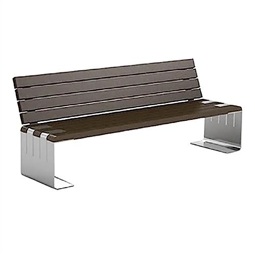 Outdoor Stahlgestell Gartenbank mit Massivholz Sitzfläche und Rückenlehne Terrassenmöbel für 2 3 Personen Dunkelbraun von Generisch