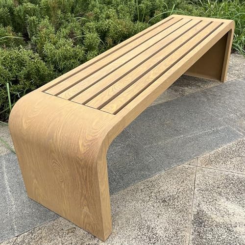 Outdoor Terrasse Gartenbank Stahlgestell Metallbank für 2-3 Personen Rückenfreies Design mit Lattenrost Sitzfläche Wetterfeste Möbel für Innen und Außen von Generisch