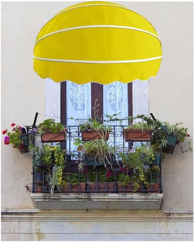 Outdoor-Terrassenüberdachung, faltbarer Polyester-Sonnenschutz für Terrasse, Terrasse, Balkon, Hof, Gelb (Größe: 110 cm) von Generisch