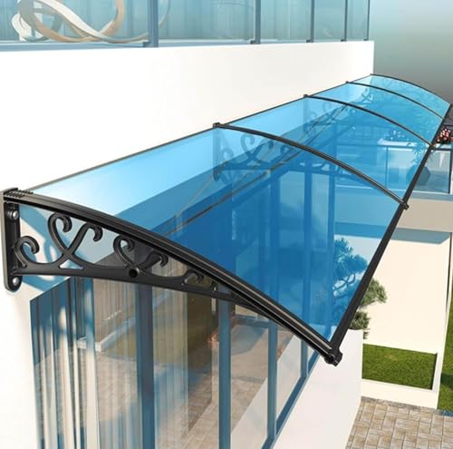 Outdoor Türmarkise Wasserdicht Terrassenüberdachung Sonnenschutz Regen- & Schneeschutz Blau Eingangsabdeckung 120x600cm Perfekt für Garten & Veranda von Generisch