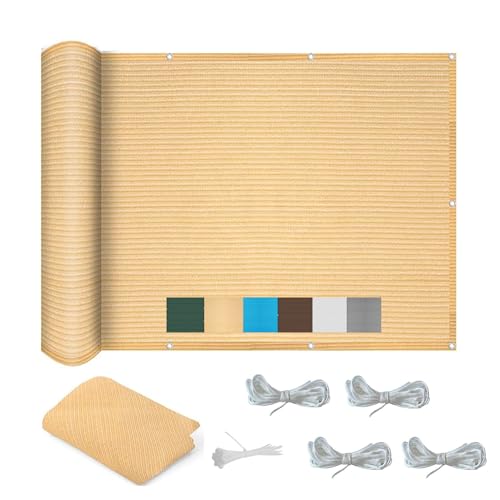 Outdoor UV Schattennetz 3,2 x 8,5 m mit Ösen, HDPE-Sonnenschutz, atmungsaktiv & wasserdurchlässig, Leinwand, inklusive Gratis Seil, für Garten und Terrasse, Sandgelb von Generisch