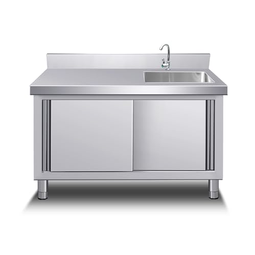 Outdoor Utility Sink with Cabinet, Stainless Steel Kitchen Sink with Workbench and Storage Shelves, Includes Hot and Cold Tap for Indoor Outdoor Use in Restaurants and Laundry Rooms Outdoor Utility Sink with Cabinet, Stainless Steel Kitchen Sink with Workbench and Storage Shelves, Includes Hot and Cold Tap for Indoor Outdoor Use in Restaurants and Laundry Rooms von Generisch