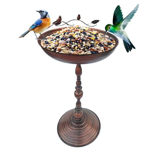 Outdoor -Vogelfutterleiter - Vogelbad für Garten | Vogelbadewasserschale | Wasserschale mit Fütterungsschalen wetterfeste Outdoor -Vogeltrink Station für Rasen, Hinterhofvögel Bäder Futtermittelschale von Generisch